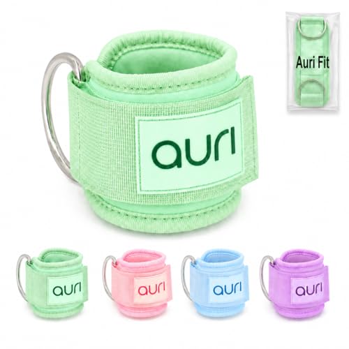 Ankle Strap for Cable Machine - Padded Neoprene Cuff with Stainless Steel D-Ring for Comfort & Support During Glute Kickbacks, Leg Extensions, Hip Abductors & Lower Body Workouts - color: Sage Green - Pair