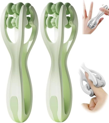 2pcs Finger Massager for Arthritis Pain Relief Manual Roller Green | Hand Thumb Palm Foot Acupressure Massage Tools for Arthritis Massager Mothers Day Gift for Woman - color: Light Green