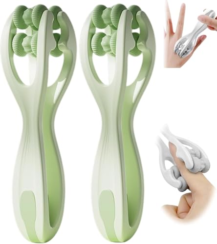 2pcs Finger Massager for Arthritis Pain Relief Manual Roller Green | Hand Thumb Palm Foot Acupressure Massage Tools for Arthritis Massager Mothers Day Gift for Woman - color: Light Green