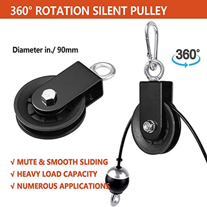 Mtgluk Cable Pulley System Upgraded DIY LAT and Lift Weight Pulley Machine Attachment Home Gym Forearm Wrist Roller for Triceps Pull Downs Biceps Curl Forearm Shoulder - color: Nylon 100''