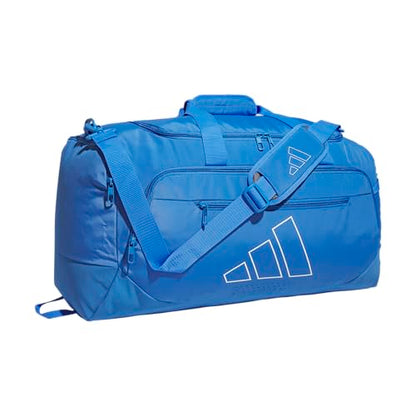 adidas Defender 5 Duffel Bag for Sports, Gym and Travel, Ray Blue/White, OSFA - color: Ray Blue/White/Medium 59L, style: Medium 59l