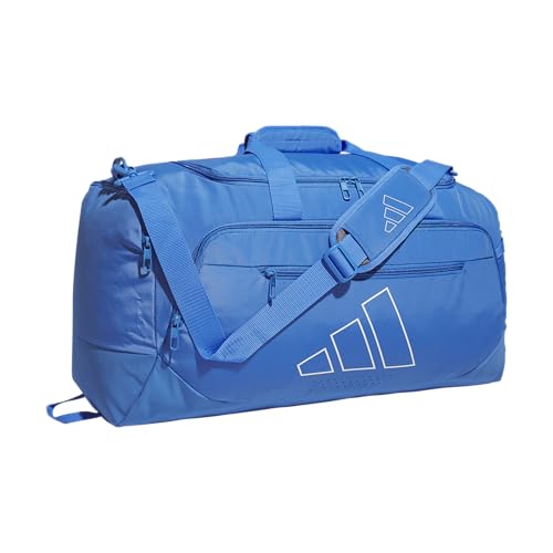 adidas Defender 5 Duffel Bag for Sports, Gym and Travel, Ray Blue/White, OSFA - color: Ray Blue/White/Medium 59L, style: Medium 59l