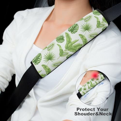 1 Pair Tropical Plants Green Palm Leaves Rainforest Car Seat Straps Shoulder Pads Soft Padded Harness Pads Strap for Adult Use, Stroller Pushchair High Chair, Comfortable Driving - color: Pattern 414