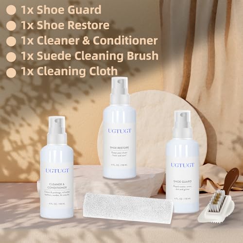 Shoe Cleaner Kit with Shoe Cleaner, Shoe Waterproof, Shoe Care with Shoe Brush & Cleaning Towel, Removes Dirt, Ideal for Suede, Nubuck, Sneaker, Leather, Sheepskin Boots, Sandals