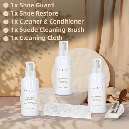 Shoe Cleaner Kit with Shoe Cleaner, Shoe Waterproof, Shoe Care with Shoe Brush & Cleaning Towel, Removes Dirt, Ideal for Suede, Nubuck, Sneaker, Leather, Sheepskin Boots, Sandals
