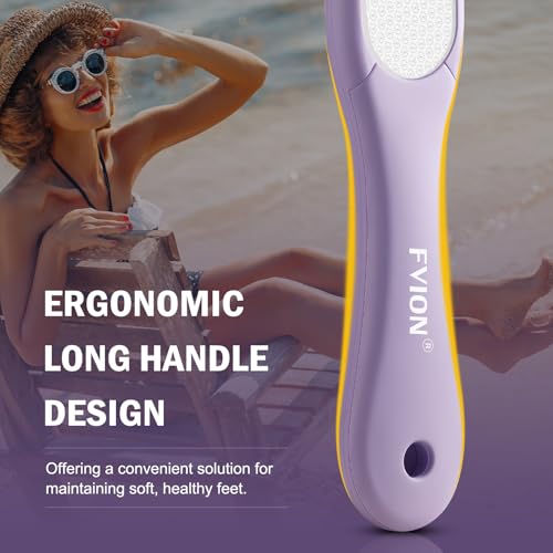 FVION Double-Sided Nano Glass Foot File for Callus Remover - Highly Effective Hard and Dead Skin Remover for Cracked Heels and Dry Skin (Purple) - color: Purple