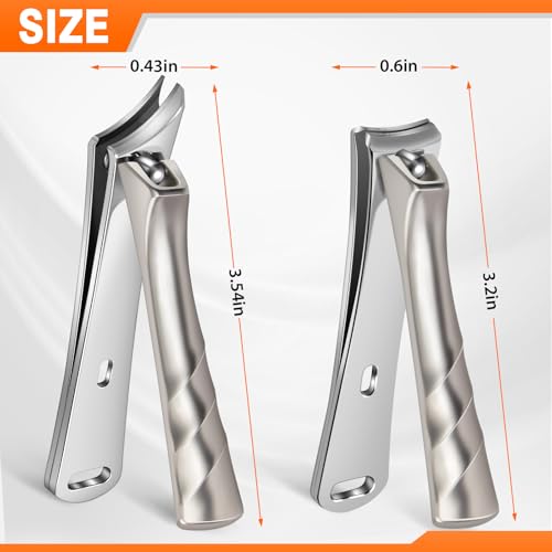 Nail Clippers for Men with Slanted Curved Blade, Large Heavy Duty Fingernail Clipper Stainless Steel Slanted Nail Cutter with Long Handle Gifts for Men Women Adults - style: Silver Ingrown Toenail Clippers