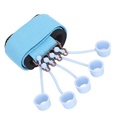 Silicone Finger Exerciser Elastic Finger Grip Trainer for Hand Muscle Strength Flexibility, Suitable for Rock Climbing, Guitarists - 1 X Wrist Tensioner 10 X Sleeve - color: Blue
