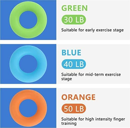 Finger Exerciser, Hand Grip Strengthener, Grip Strength Trainer (6 PCS)*New Material*Forearm Grip Workout, Finger Stretcher, Relieve Wrist Pain, Carpal Tunnel, Trigger Finger, Mallet Finger