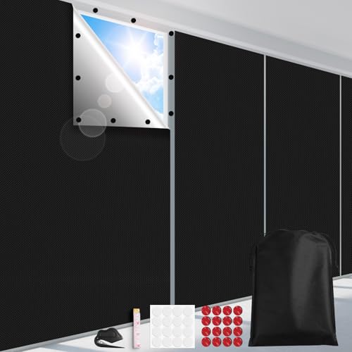 FADOTY 100% Blackout Curtains, 57"x 118" Portable Black Out Window Cover | Blackout Window Film Shades Blinds, Cuttable, No Drill, Sun Heat Light Blocker for Bedroom, Nursery, Media Room, RV, Black - color: Black, size: 57"W x 118"H