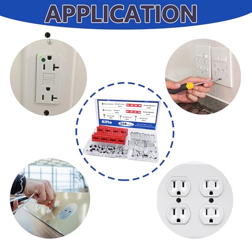 168pcs Black Wall Plate Screws & Outlet Spacers Kits, 3/8", 9/16", 3/4", 1", 1.2" Outlet Screws 6-32 and Receptacle Spacers for Switch Electrical Box - color: Black+Red, size: 3/8", 9/16", 3/4", 1", 1.2"