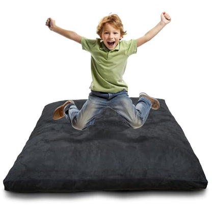 SENSORY4U Crash Pad for Kids Sensory Crash Pad with Foam Blocks - XL (5 Foot X 5 Foot) Grey - for Sensory Gym Room with Washable Cover