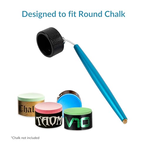 Aluminum Circle Pool Chalk Holder - Use with TAOM Pyro or TAOM V10 Chalk - Slip-in Pocket Pool Cue Chalk Holder - Cover Billiard Supplies - Snooker Accessory Chalk - color: Blue