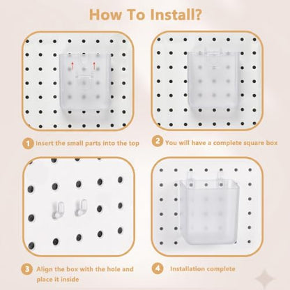 FZK 28-Packs Peg Board Organizer Accessories Kit, Transparent | Includes ABS bins, shelves, book racks, and pegboard hooks, fits standard pegboards, ideal for home, office and craft room - color: Clear