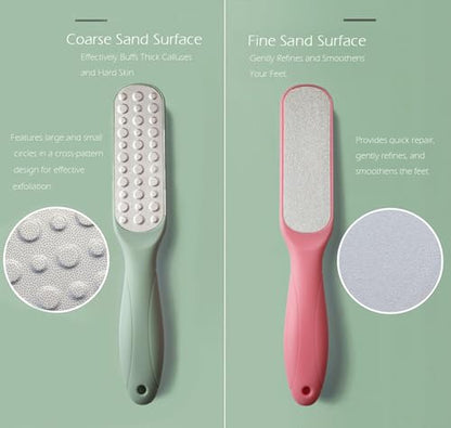 Dual-Sided Professional Pedicure Foot File - Stainless Steel Callus Remover for Hard Skin, Dry and Wet Use, Home or Salon Care, 2 Pack (Green & Pink) - color: Green & Pink