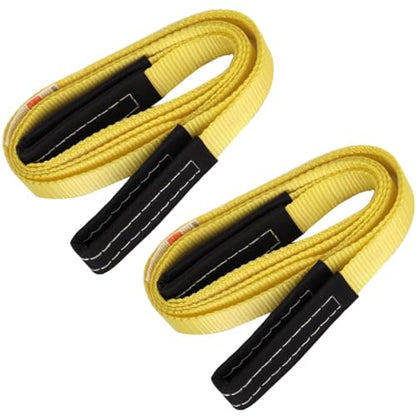 XSTRAP STANDARD 2PK 1''x 8FT Lift Sling Web Strap/Wear Guard End, Heavy Duty Flat Eye Lifting Sling with 2 Reinforced Loops for Tree Saver Lifting Furniture Appliances Machine | 4,000 lbs Break Strength Lifting Straps with 2 Reinforced Loops for Tree Save