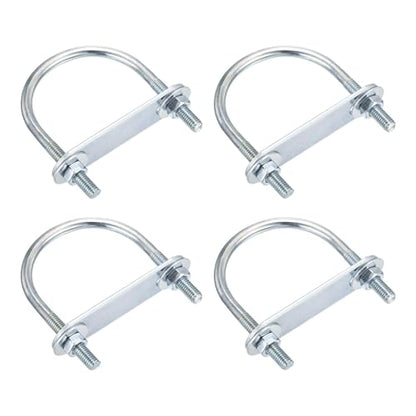 DTGN M6x50x70mm U Bolts Round Kit - 4Set - Carbon Steel U-Bolt Kit with Nuts, Washers, Frame Plate - Good for Pipe, Trailer, Automotive, Leaf Spring Fastener - size: M6x50x70mm