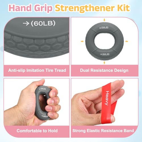 Silicone Ring Grip Strength Trainer with Finger Extension Band, Hand Grip Strengthener Forearm Trainer - color: Grey/Black, size: 50-80LB