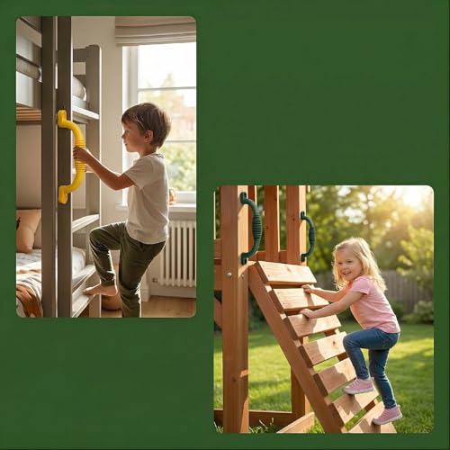Playground Safety Handles,Plastic Grab Handles, Indoor Outdoor Playground Accessories,Multi Use Safety Handles Grips for Playset,Swing set Climbing Frame,Tree House, Play House Handles,4 Pack