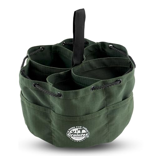 Graintex GB2887 Grab Bag Dark Green Color Rip-Stop Canvas 18 Pockets Drawstring Closure - color: Hunter Green