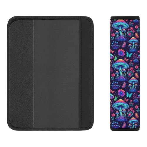 2 Piece Universal Fit Seat Belt Cover for Adult Use, Most Cars, Gothic Hippie Trippy Magic Mushroom Seat Belt Covers Cushion, Shock Absorption - color: Pattern 240