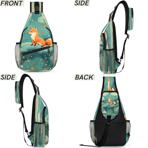 Fox Animals Sling Bags for Women Men, Waterproof Crossbody Sling Backpack Travel Outdoor Sports Chest Bag - color: White