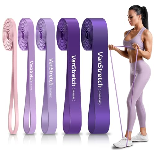 Resistance Bands for Working Out,5-Level Elastic Pull Up Assistance Bands Set for Men & Women,Exercise Bands for Home Workouts,Fitness,Training & Physical Therapy - color: Purple