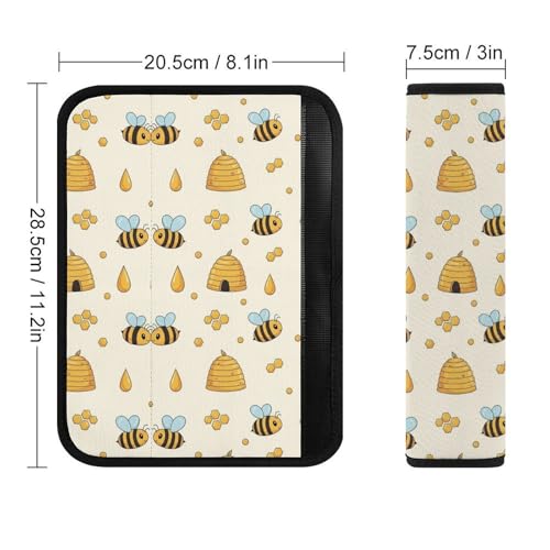 1 Pair Universal Soft and Comfortable Car Seat Belt Pad for Girls and Boys, Most Cars, Honey Bee Harness Pads Strap, Neck and Shoulder Support - color: Pattern 1115