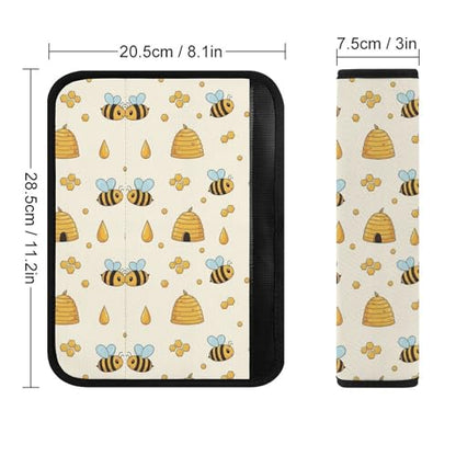 1 Pair Universal Soft and Comfortable Car Seat Belt Pad for Girls and Boys, Most Cars, Honey Bee Harness Pads Strap, Neck and Shoulder Support - color: Pattern 1115