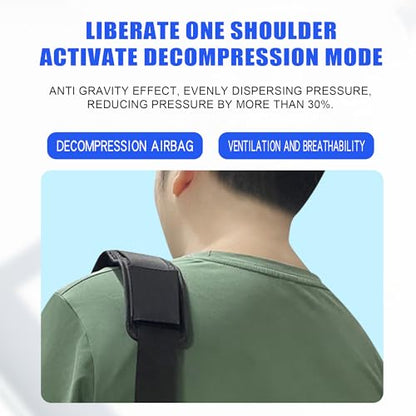Antigravity Shoulder Strap Pad, Breathable Decompression Cushion with 3D Airbags, Universal Bag Strap Comfort Pad, Black