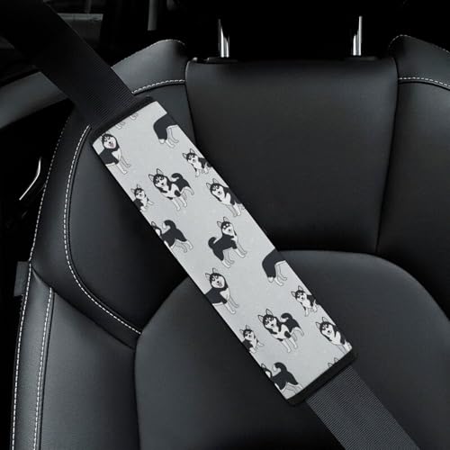 Universal Soft and Comfortable Cute Dogs Siberian Husky Seat Belt Shoulder Pad for Girls and Boys, Most Cars, 2 Pack Seat Belt Covers Cushion Shock Absorption - color: Pattern 1107
