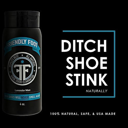Powder - Natural Foot and Shoe Deodorizer Powder Extra Strength - Travel Size Shoe Freshener & Foot Deodorant for Smelly & Sweaty Feet - Lavender and Mint Scented Shoe Odor Eliminator