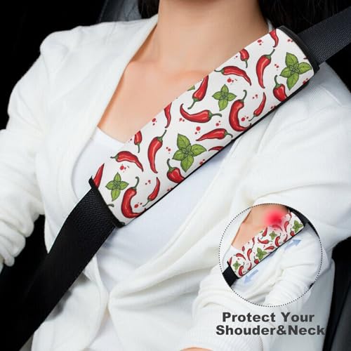 2PCS Chili Peppers Print Car Seat Belt Pad Universal Fit Seat Belt Covers Cushion for Kids, Car Seats Pushchair Strollers High Chair Pushchair, Easy Install (No Tool) - color: Pattern 822
