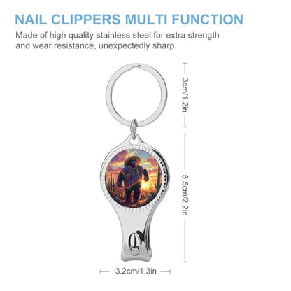Guardian Bigfoot Sasquatch Nail Clipper with File Portable Metal Fingernail with Key Ring for Traveling Home Office