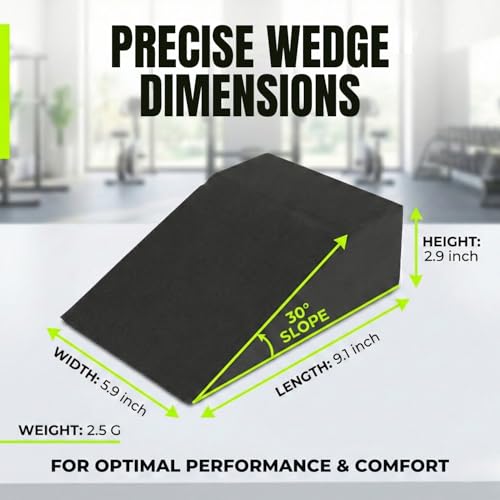 pack of 2 Squat Wedge, Supportive Foot Wrist Exercise Wedge for Squat, Yoga, Pushup, Balance, Stretch, Strength, Pilates, Plank, Physical Therapy - EVA Riser Block for Men & Women