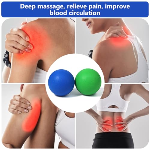 2-Pack Firm Lacrosse Massage Balls (Green&Blue) | For Deep Tissue, Trigger Point & Myofascial Release Therapy, Relieve Muscle Knots - color: Green&blue