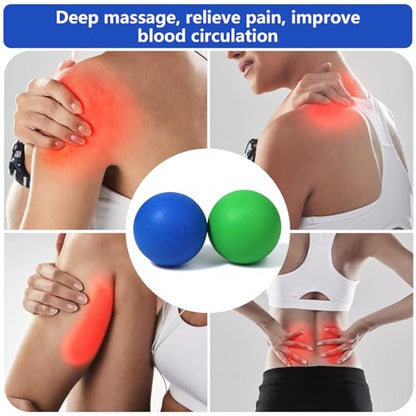 2-Pack Firm Lacrosse Massage Balls (Green&Blue) | For Deep Tissue, Trigger Point & Myofascial Release Therapy, Relieve Muscle Knots - color: Green&blue