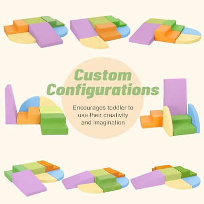TODIBY 6-Piece Foam Climbing Blocks for Toddlers: Baby Foam Climbing Gym PU Leather Colorful Indoor Toy Building Blocks - style: Macaroon/Orange/Purple