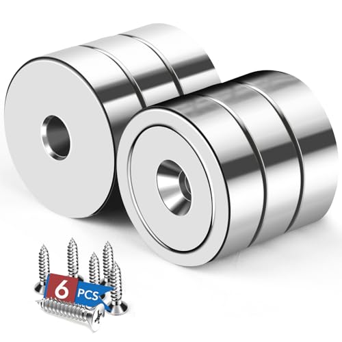 LOVIMAG Strong Neodymium Rare Earth Magnets, 20LBS-6 Pack | Heavy Duty Cup Magnet with Countersunk and Screws for Tool Room, Kitchen Doors, Wall Mounting, Office - size: 20lbs