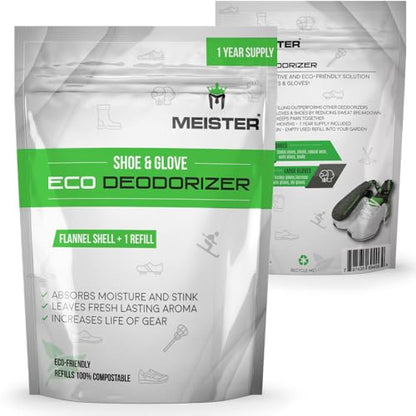 Meister Glove & Shoe Eco Deodorizer + Refill - 1-Year Supply | Washable shell and replaceable scented refills absorb moisture and odor for boxing & sports gloves, shoes and bags - style: lavender