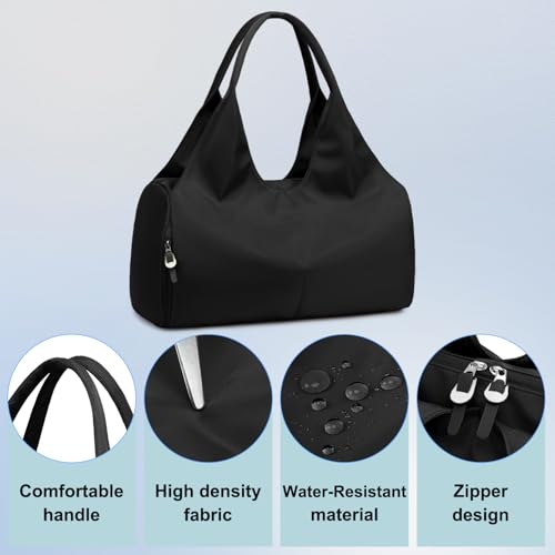 Forestfish Yoga Gym Bag For Women With Shoes Compartment & Wet Dry Storage Pockets Lightweight Duffel Bag, Black - color: Black
