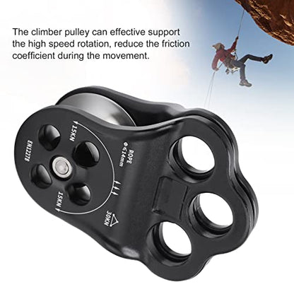 Climbing Pulley Climbing, 30KN Three Hole Side Plate Pulley Rope Climbing Pulleys for Rope, Rock Climbing, Rappelling, Zipline Sports, Compatible with up to 0.5in Ropes