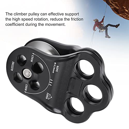 30KN Dual Bearing Hitch Climber Pulley, for Arborist Tree Climbing with 3 Holes Side Plate