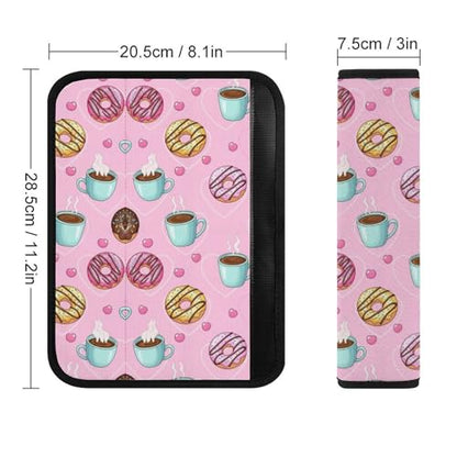2 Pack Universal Fit Car Seat Belt Pad for Adult Use, All Vehicles, Coffee Donuts Pink Seat Belt Covers Cushion, Anti-Slip Pad - color: Pattern 1124