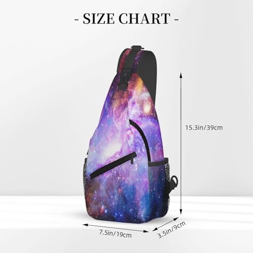 Galaxy Crossbody Sling Bags for Women Men Blue Purple Galaxy and Nebula Dark Space Stars Travel Sling Backpack Casual Chest Shoulder Bag Universe Scenery Theme Gym Sports Hiking Daypack - color: Purple Pink