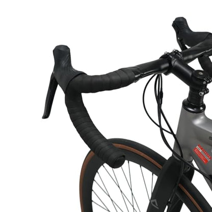 BD13 Bike Handlebar Tape, EVA Road Bike Bar Tape with Shock Absorbing Cushioning, Anti-Slip Bicycle Handlebar Wrap, Heavy-Duty Acrylic Double Sided Tape, End Plugs (Black) - color: black