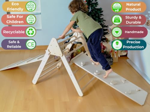 Climbing Montessori Medium Triangle | Montessori Climbing Triangle for Kids | Wooden Climbing Indoor Frame | Climbing Frame for Children & Toddler (Triangle) - style: Triangle-Wooden