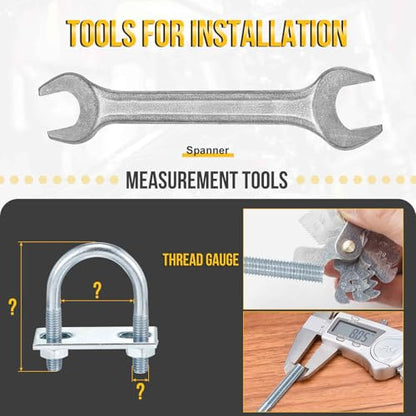 DTGN M8x22x45mm U Bolts Round Kit - 4Set - Carbon Steel U-Bolt Kit with Nuts, Washers, Frame Plate - Good for Pipe, Trailer, Automotive, Leaf Spring Fastener - size: M8x22x45mm