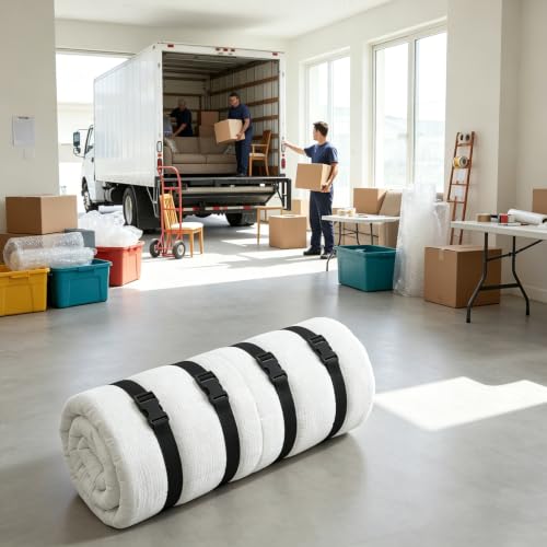 4 Pcs Mattress Topper Straps, 95" x 2" Adjustable Mattresses Packing Straps for Mattress Storage or Moving, Adjustable Packing Strap Fits Queen & King