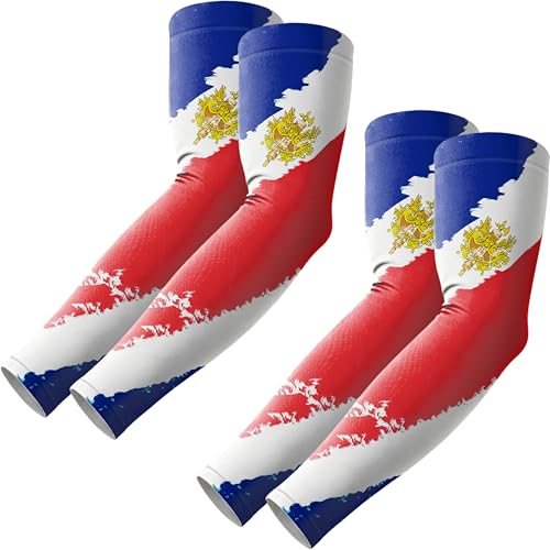 ROXUN Arm Sleeves Cooling UV Sun Protection Sport Compression for Men Women | UPF50,Seamless cover arms,Tattoo-covering,Lightweight & breathable,daily wear,Outdoor work,Basketball Baseball,Mangas - color: 2 Pairs France Flag
